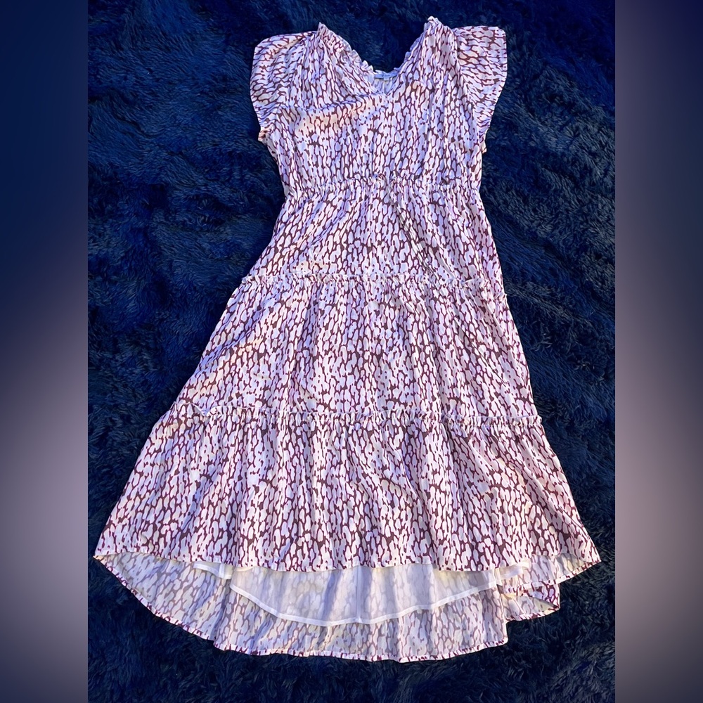 Rails large V-Neck Dress with Purple and White Abstract Design